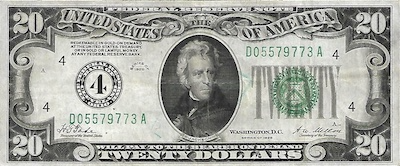 Small Size $20 Federal Reserve Notes Paper Money