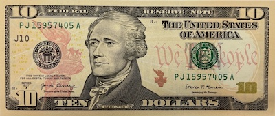 Small Size $10 Federal Reserve Notes Paper Money