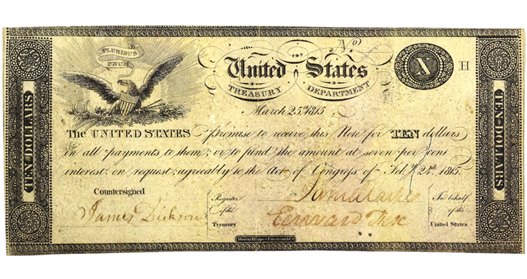 Treasury Notes War Of 1812 Paper Money